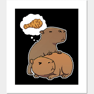 Capybara hungry for Fried Chicken Drumstick Posters and Art